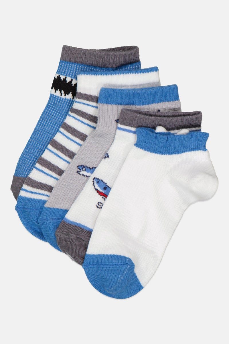 Joe Boxer Kids Boy 5 Pairs Graphic Print Ankle Socks, Multicolor - Image 1