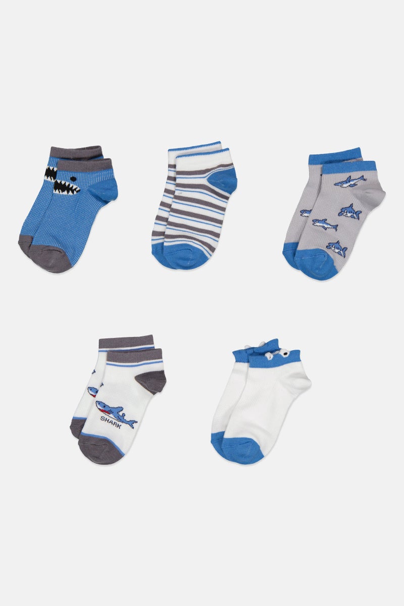 Joe Boxer Kids Boy 5 Pairs Graphic Print Ankle Socks, Multicolor - Image 3