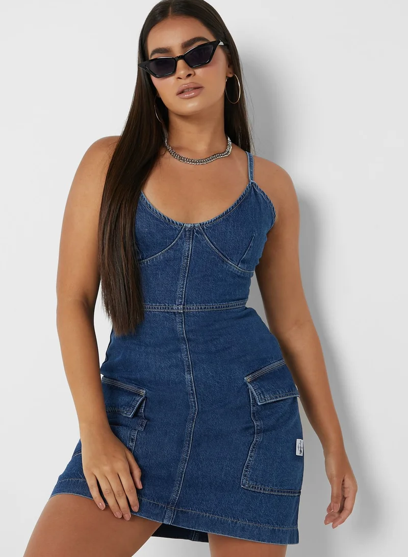 Calvin Klein Jeans Pocket Detail Denim Dress