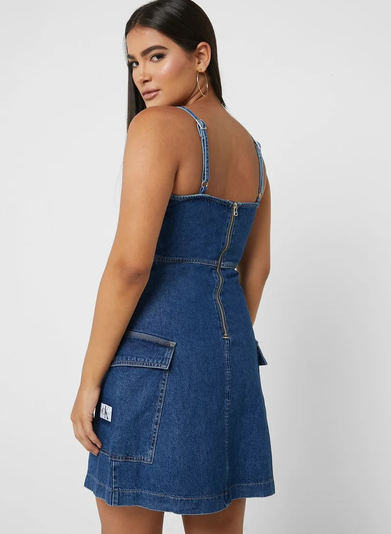 Calvin Klein Jeans Pocket Detail Denim Dress