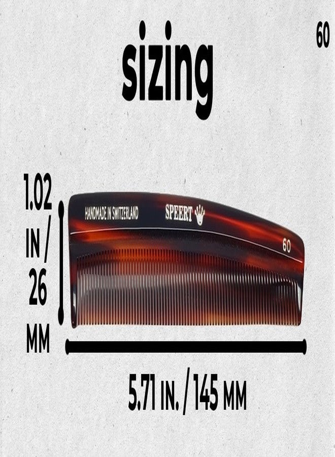 Speert #60 Handmade Narrow Tooth Comb Tortoise Havana Acetate Fine Straight Thin Detangling Parting Grooming Teasing Hair Styling Hairdresser Barber Hairdressing Wet Dry Pocket Travel Women Men Kids - Image 3