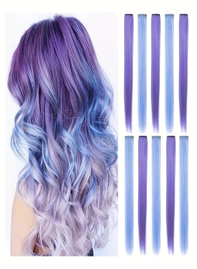 Chanderkash Set of 2 Highlights Colored Hair Clips for Girls & Women Hair Tinsels Fake Hair - Image 1