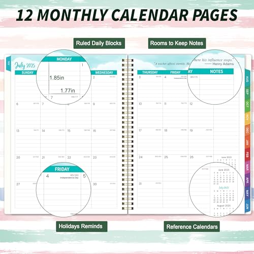 Coboll Teacher Planner 2025-2026 - Academic Planner 2025-2026, JUL. 2025 - JUN. 2026, 8.5'' x 11'', Teacher Lesson Planners with Monthly Tabs, Inner Pocket - Image 4