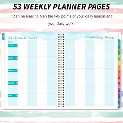Coboll Teacher Planner 2025-2026 - Academic Planner 2025-2026, JUL. 2025 - JUN. 2026, 8.5'' x 11'', Teacher Lesson Planners with Monthly Tabs, Inner Pocket - Image 5