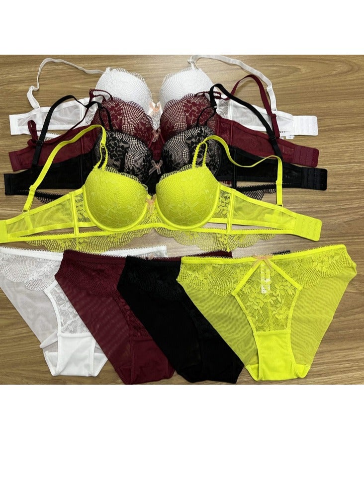 KUYING New Vine Jacquard Half Cup Lace Bra Small Chest Gathering Anti Drop Bra Set - Image 2