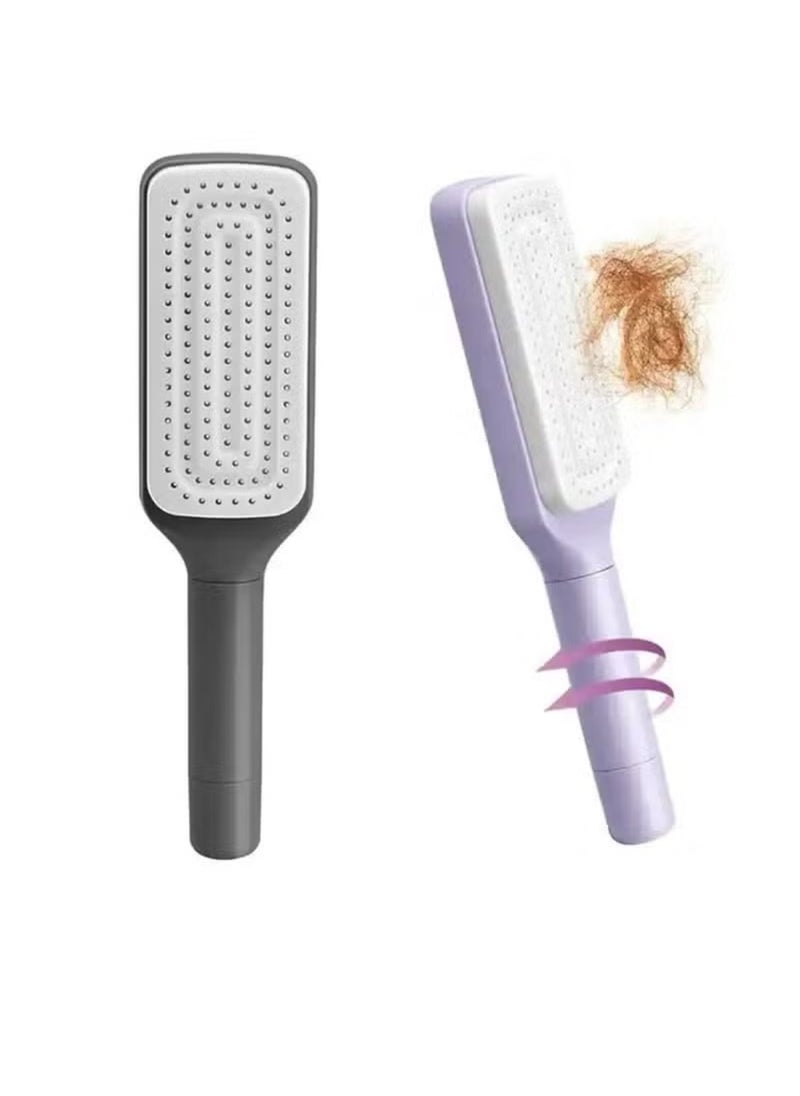Generic Self Cleaning Hair Brush, Organic No-Pull Hair Brush, Detangling Hair Brush with Rotating Design, Professional Detangling Brush for Wet and Dry Hair for Women and Men (Multi Color)  - Image 1