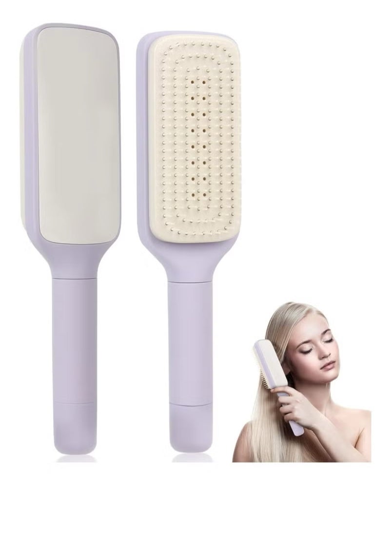 Generic Self Cleaning Hair Brush, Organic No-Pull Hair Brush, Detangling Hair Brush with Rotating Design, Professional Detangling Brush for Wet and Dry Hair for Women and Men (Multi Color)  - Image 4