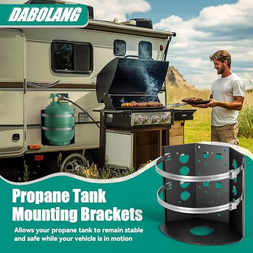 Dabolang 20 lb Propane Tank Mounting Bracket,Heavy Duty Propane Tank Holder,Propane Tank Hold Down for Rv,Campervan,Travel Trailer,Jeep and Overland Vehicles - Image 4