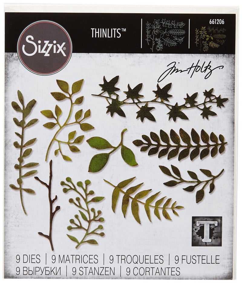 Sizzix 661206 Thinlits Die Set Garden Greens by Tim Holtz 9Pack 75 x 563 x 025