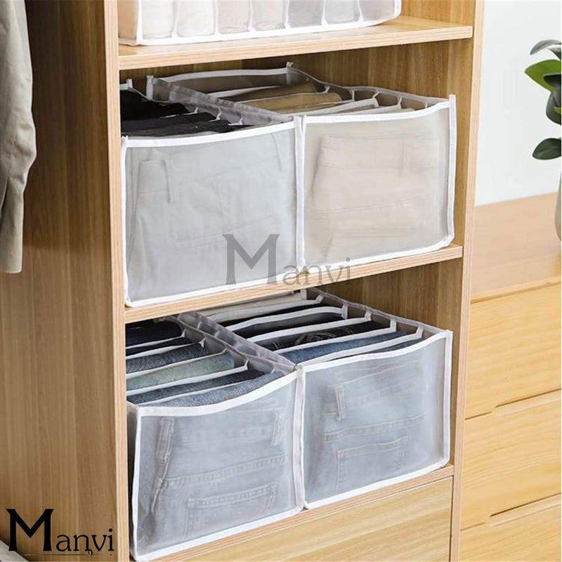 MANVI Wardrobe Clothes Organizer for Folded Clothes Mesh Grids Drawer Organizer Clothes Washable Mesh Wardrobe Clothes Organizer two big gray - Image 2