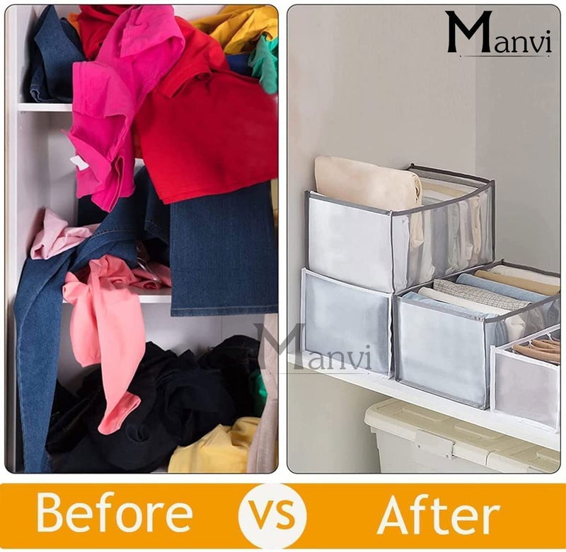 MANVI Wardrobe Clothes Organizer for Folded Clothes Mesh Grids Drawer Organizer Clothes Washable Mesh Wardrobe Clothes Organizer two big gray - Image 3