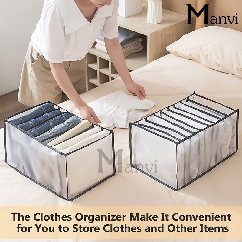 MANVI Wardrobe Clothes Organizer for Folded Clothes Mesh Grids Drawer Organizer Clothes Washable Mesh Wardrobe Clothes Organizer two big gray - Image 5