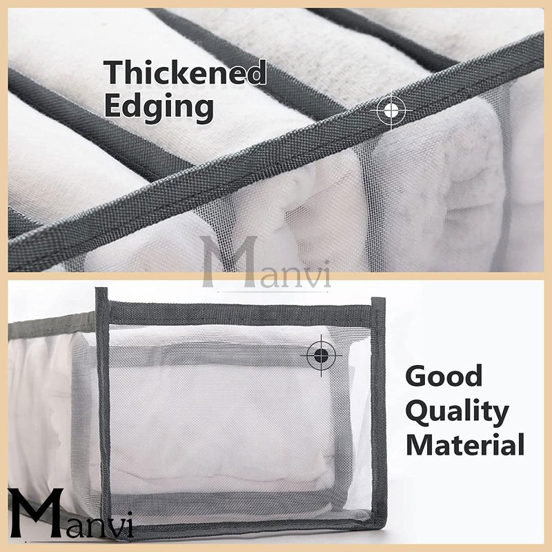 MANVI Wardrobe Clothes Organizer for Folded Clothes Mesh Grids Drawer Organizer Clothes Washable Mesh Wardrobe Clothes Organizer two big gray - Image 4