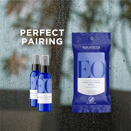 EO Hand Cleansing Wipes, 10 Wipes (Pack of 6), French Lavender, Plant Derived Alcohol with Pure Essential Oils - Image 5