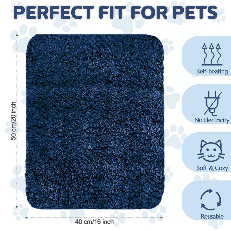 Clysee Self Warming Cat Bed Pad Self Heating Pet Mat Warmer Bed Mat for Feral and Indoor Washable Thermal Pet Kennel Pad with Anti-Slip Bottom(Blue,16 x 20 Inch) - Image 2