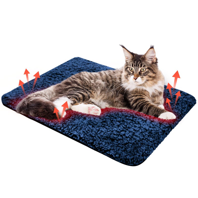 Clysee Self Warming Cat Bed Pad Self Heating Pet Mat Warmer Bed Mat for Feral and Indoor Washable Thermal Pet Kennel Pad with Anti-Slip Bottom(Blue,16 x 20 Inch) - Image 1