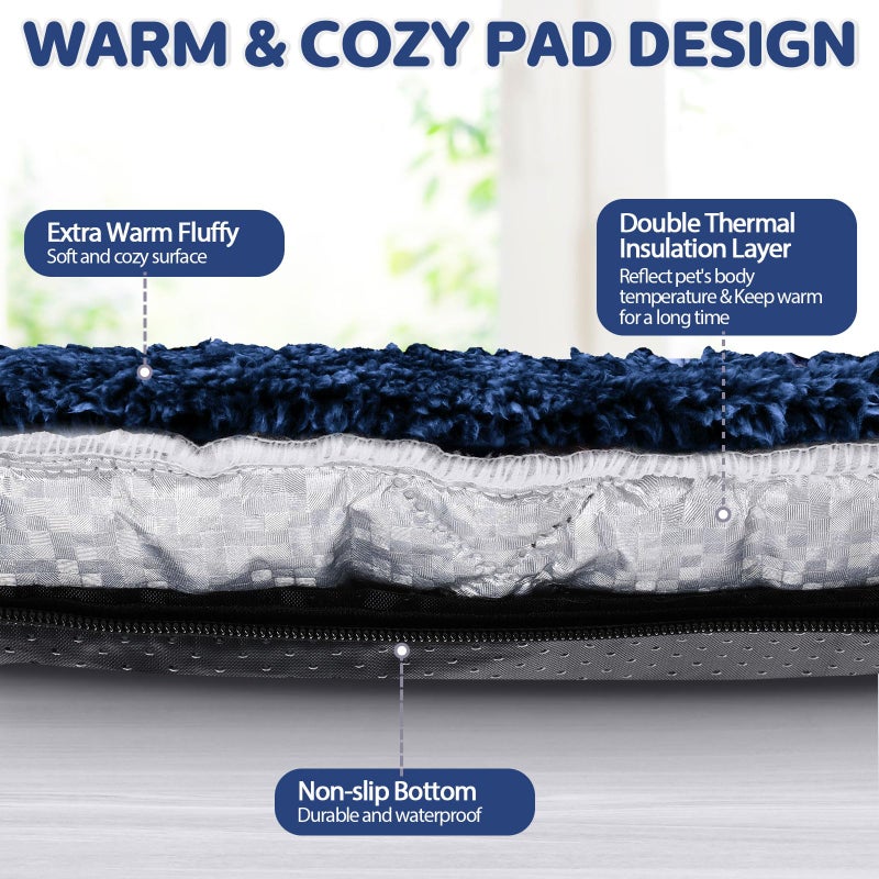 Clysee Self Warming Cat Bed Pad Self Heating Pet Mat Warmer Bed Mat for Feral and Indoor Washable Thermal Pet Kennel Pad with Anti-Slip Bottom(Blue,16 x 20 Inch) - Image 4