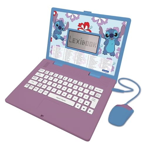 Lexibook Disney Stitch Bilingual EnglishSpanish Educational Laptop 124 Language Activities Writing Maths Logic Music and Games Boys and Girls JC598Di2 - Image 1