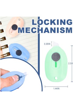SYOSI Mini Box Cutter Mini Ceramic Box Cutter 3pcs Portable Utility Knife Box Cutter Safety Package Box Opener Retractable Utility Ceramic Blades with Keychain Hole Pink Green Blue  - Image 3