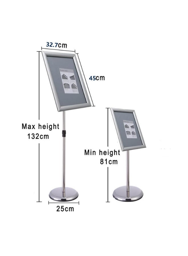 MostNow A3 Adjustable Sign Holder Stand Aluminum Pedestal Poster Stand Floor Standing Sign Holder Snap Frame Stand for Wedding Business Activities Display, Silver - Image 3