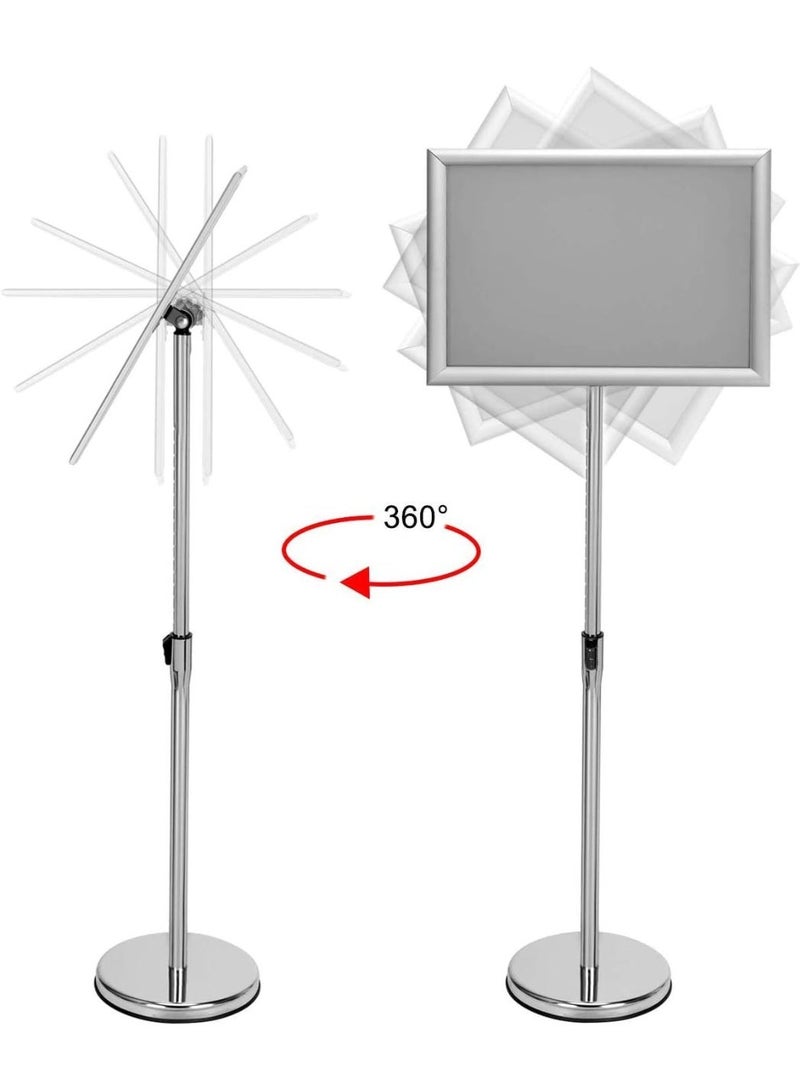 MostNow A3 Adjustable Sign Holder Stand Aluminum Pedestal Poster Stand Floor Standing Sign Holder Snap Frame Stand for Wedding Business Activities Display, Silver - Image 4