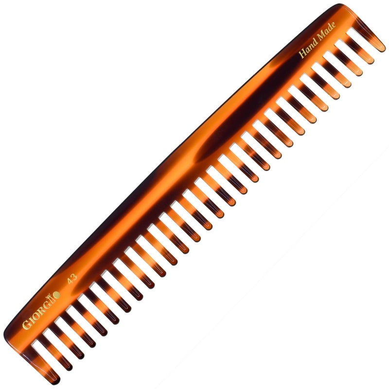 Giorgio o G43 Large Hair Detangling Comb Wide Teeth for Thick Curly Wavy Hair Long Hairs Detangler Comb For Wet and Dry Handmade large tooth comb SawCut Hand Polished Tortoise Shell 725