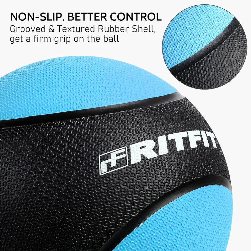 RitFit Weighted Medicine Ball - Non-Slip Rubber Shell & Dual Texture Grip - Workout Exercise Ball for Core Strength, Balance Training, Coordination Fitness - Multiple Weights & Colors - Image 2