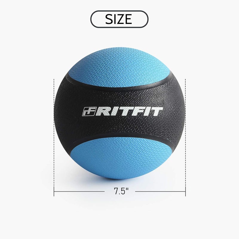 RitFit Weighted Medicine Ball - Non-Slip Rubber Shell & Dual Texture Grip - Workout Exercise Ball for Core Strength, Balance Training, Coordination Fitness - Multiple Weights & Colors - Image 3