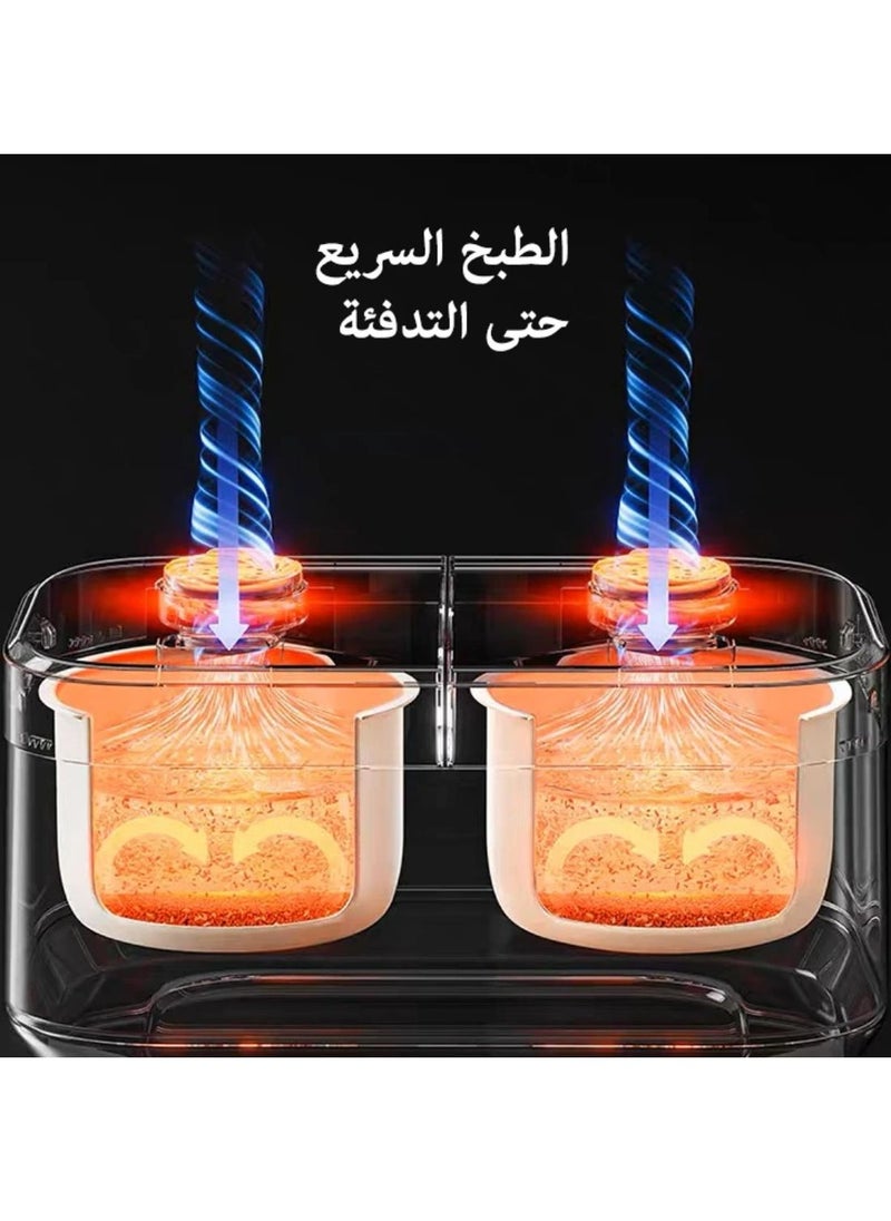 جهاز طهي الأرز ذو السعة الكبيرة بقدرة 800 وات - 4 لتر مع وعاءين داخليين غير لاصقين