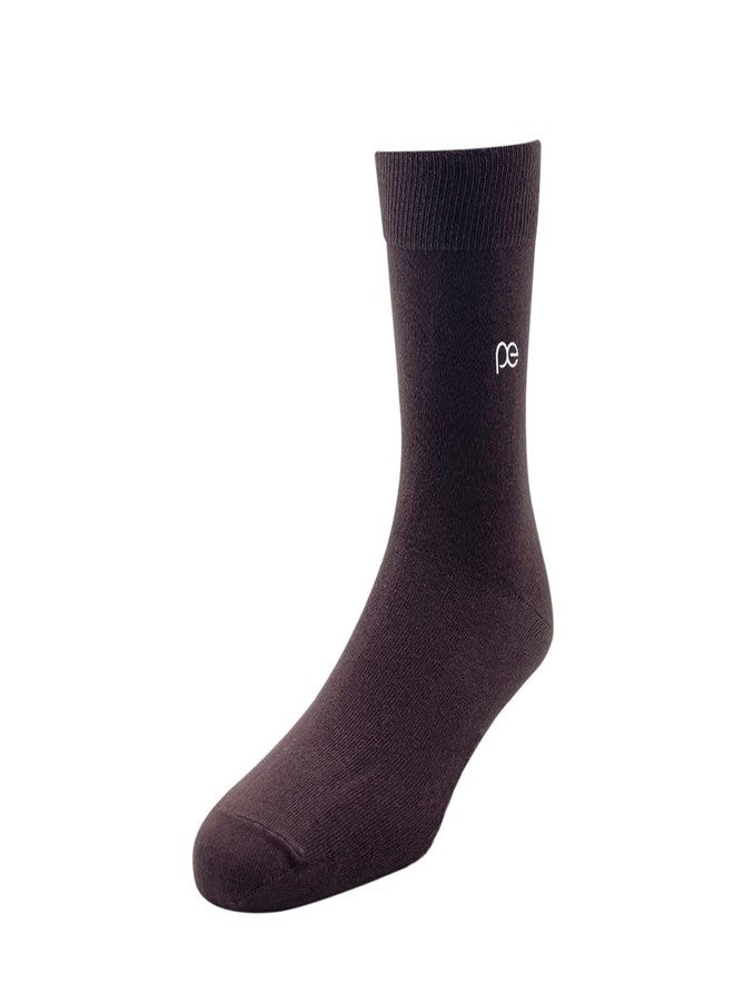 Peter England Full Length Men's Plain Pattern Socks - Brown - Image 2