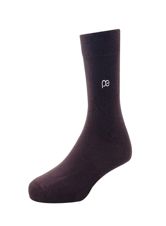 Peter England Full Length Men's Plain Pattern Socks - Brown - Image 1