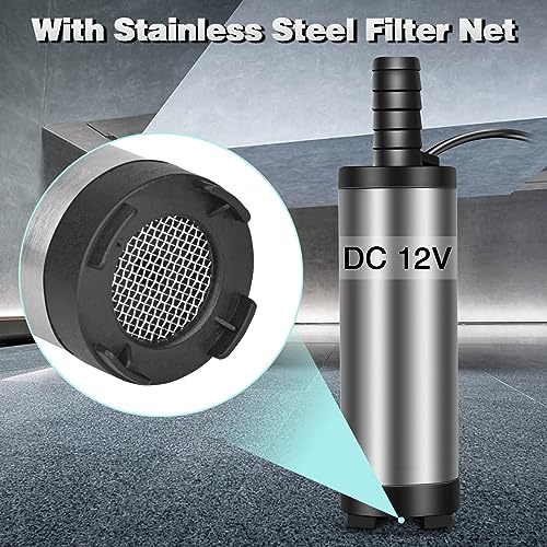 COROTC 12V Fuel Transfer Pump, Mini Portable Stainless Steel On/Off Switch Oil Diesel Fuel Transfer Water Pump 12V 40mm - Image 5