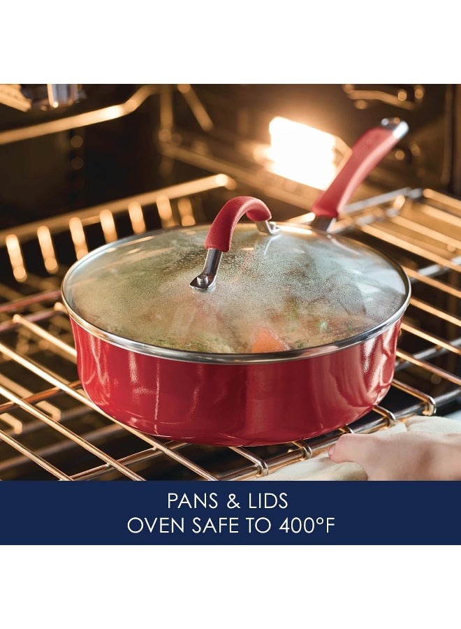 Rachael Ray Cucina Nonstick Cookware Pots And Pans Set, 12 Piece, Cranberry Red  - Image 1