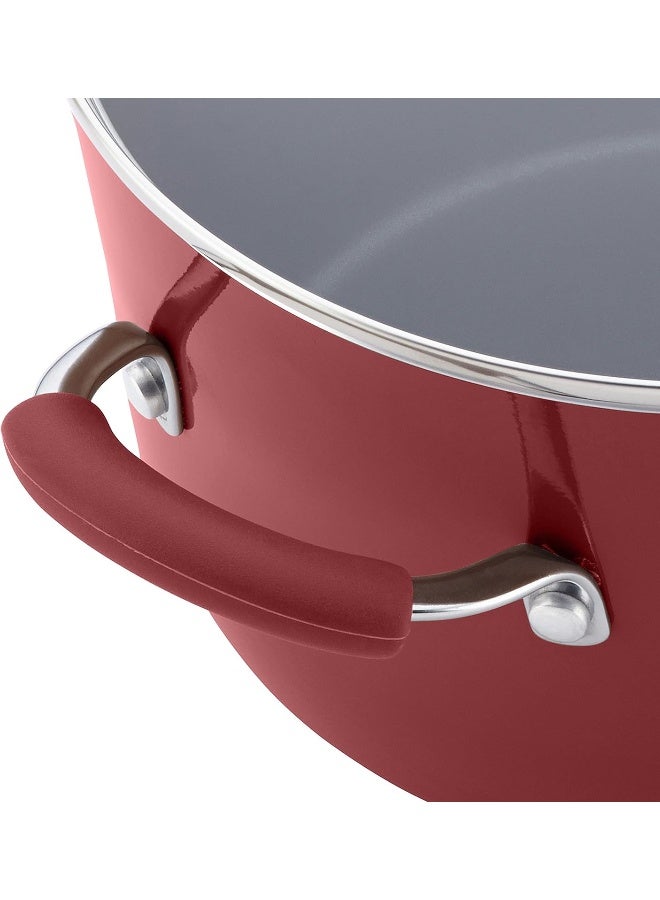 Rachael Ray Cucina Nonstick Cookware Pots And Pans Set, 12 Piece, Cranberry Red  - Image 2