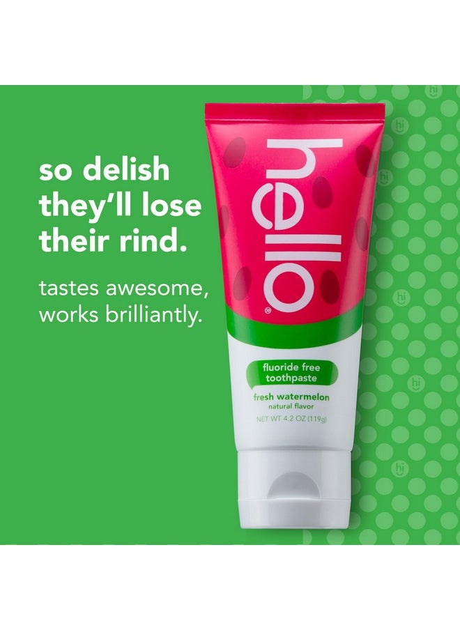 Hello Hello Natural Watermelon Flavor Baby & Kids Fluoride Free Toothpaste, Vegan, SLS Free, Gluten Free, Safe to Swallow for Baby and Toddlers, 4.2 Ounce (Pack of 3)  - Image 2