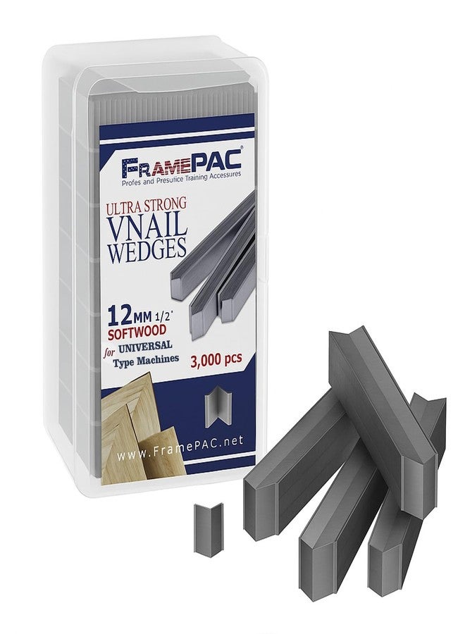 FramePac V Nails for Picture Framing - Ultra Strong - 12mm (1/2 Inch) Vnail Wedges for Joining Picture Frame Corners - Softwood Frames - Universal (UNI) [3000 V Nail Pack, Stacked] - Image 1