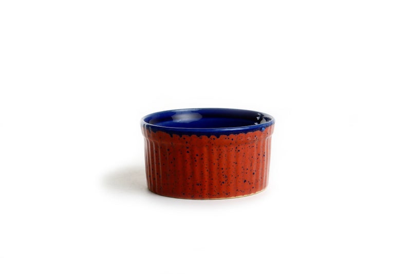 Caffeine Ceramic Handmade 'Orange & Blue' ramekins Bowl (set of 2) - Image 2