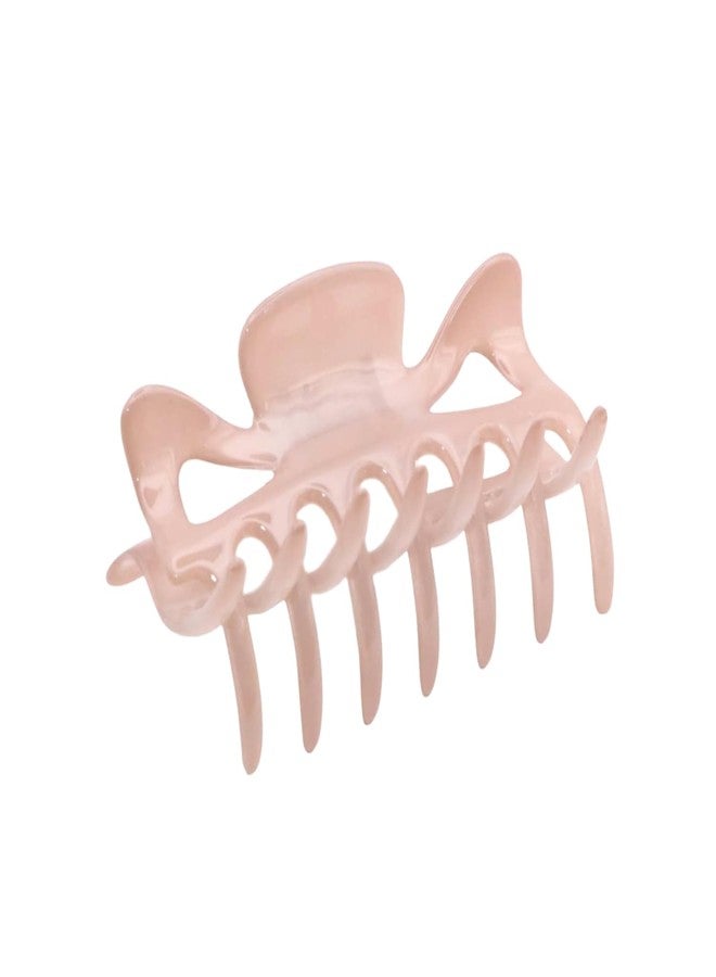 Parcelona French Classic Medium 3" Celluloid No Slip Grip Covered Spring Jaw Hair Claw Durable Styling Hair Accessories Women Strong Hold Girls Hair Claw Clips, Made in France (Blush Pink) - Image 1