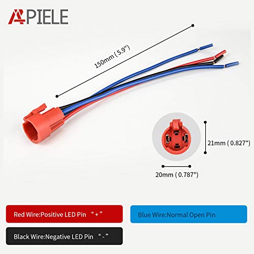 APIELE 10 Amp 19mm Latching Push Button Switch 12V SPST LED Waterproof Round Self-Locking 1NO (Silver Stainless Steel, Blue) - Image 4