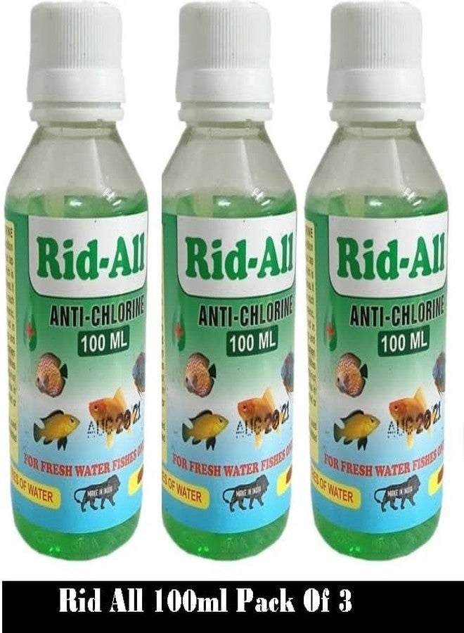 ALLY AQUA Rid All Anti Chlorine Fish Care Liquid (300 ml) 100 ml Each Set of 3 of Anti Chlorine - Image 2