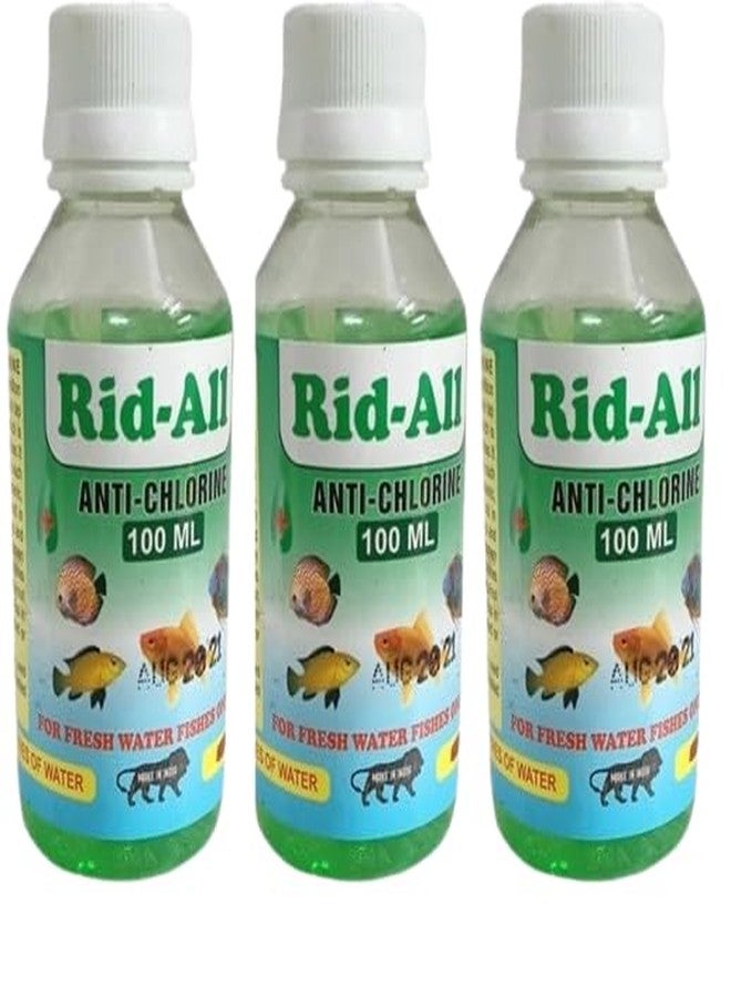 ALLY AQUA Rid All Anti Chlorine Fish Care Liquid (300 ml) 100 ml Each Set of 3 of Anti Chlorine - Image 1