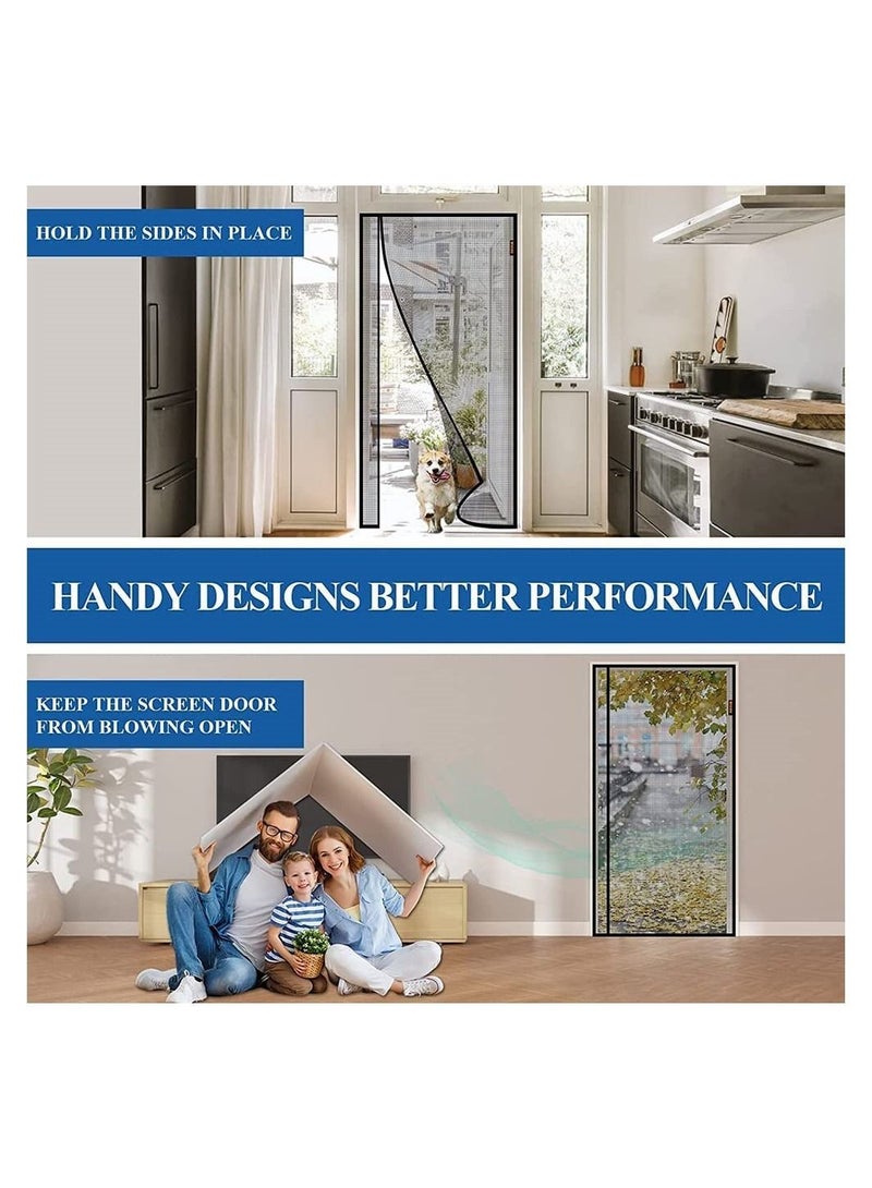 Y&D Magnetic Screen Door, Size 100cm x 210cm, Reversible Left Right Side Opening, Fireproof Material Not, Thicker Fiberglass Mesh, Pets Friendly Door for Living Room Bedroom Kitchen  - Image 5