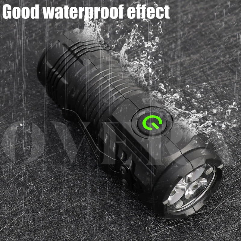 overa Mini LED Torch Portable Lightweight Pocket Sized LED Torch Rechargeable Compact LED Torch for Hiking Camping Emergency Black - Image 2