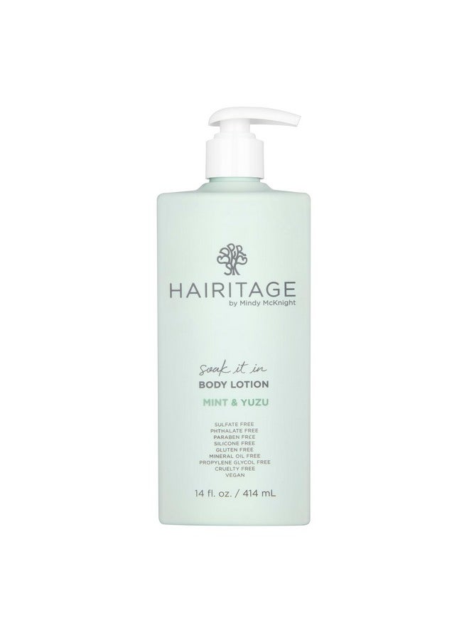 Hairitage Hairitage Soak It In Mint & Yuzu Scented Body Lotion - Niacinamide, Jojoba Oil, & Avocado Oil for All Skin Types - Peppermint Oil & Eucalyptus Oil, 14 fl oz  - Image 1