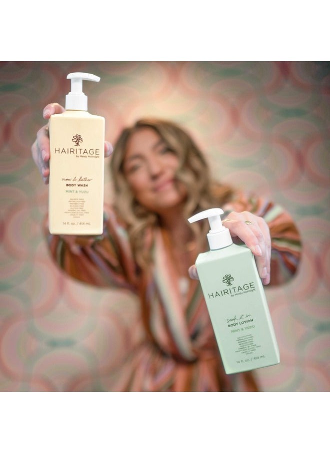 Hairitage Hairitage Soak It In Mint & Yuzu Scented Body Lotion - Niacinamide, Jojoba Oil, & Avocado Oil for All Skin Types - Peppermint Oil & Eucalyptus Oil, 14 fl oz  - Image 3
