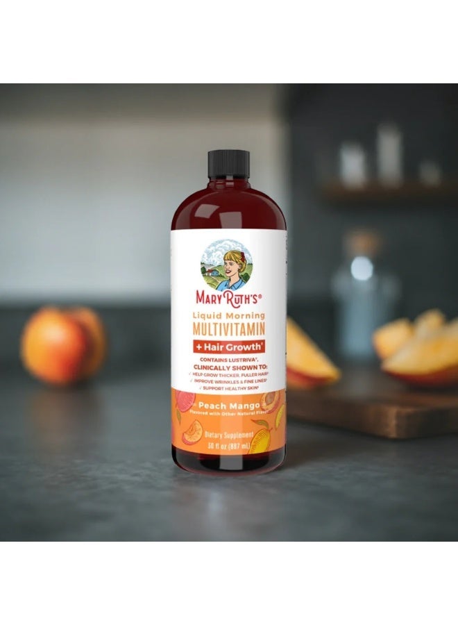 MaryRuth's Liquid Morning Multivitamin + Hair Growth  Peach Mango 30 fl oz (887 ml) - Image 4