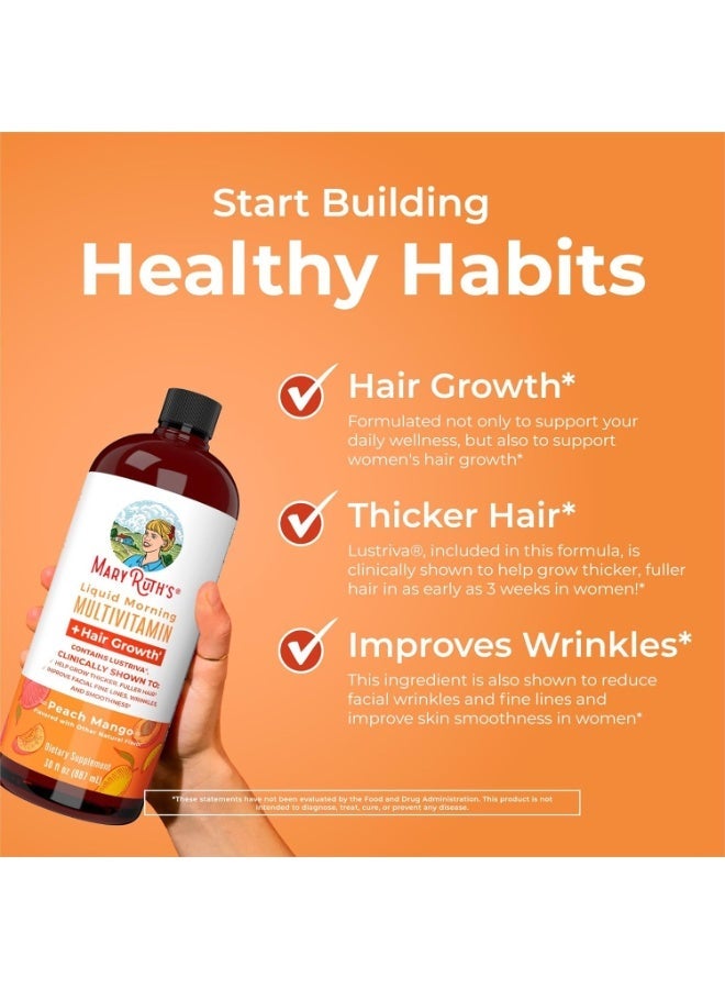 MaryRuth's Liquid Morning Multivitamin + Hair Growth  Peach Mango 30 fl oz (887 ml) - Image 5