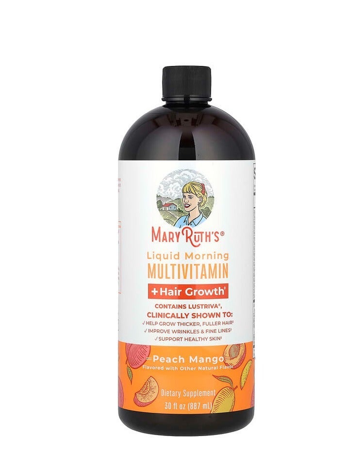 MaryRuth's Liquid Morning Multivitamin + Hair Growth  Peach Mango 30 fl oz (887 ml) - Image 2