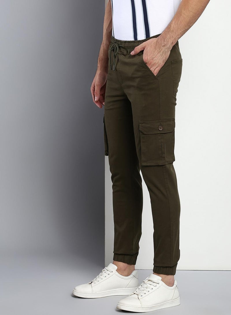 Dennis Lingo Men's Olive Tapered Fit Cargo Trousers - Comfortable and Stylish  - Image 2