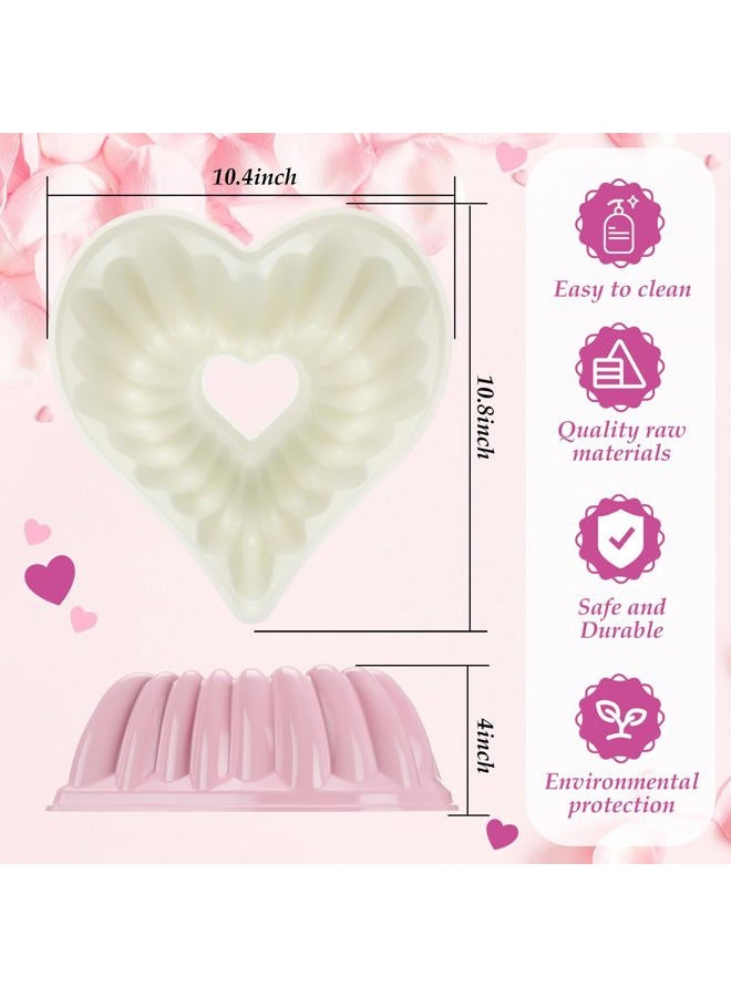 Layhit 2 Pcs 10 Inches Heart Shaped Fluted Cake Pan Aluminum Heart Cake pan Non Stick Oven Baking Mold for Birthday Wedding Family Party Kitchen Accessories (Pink) - Image 3